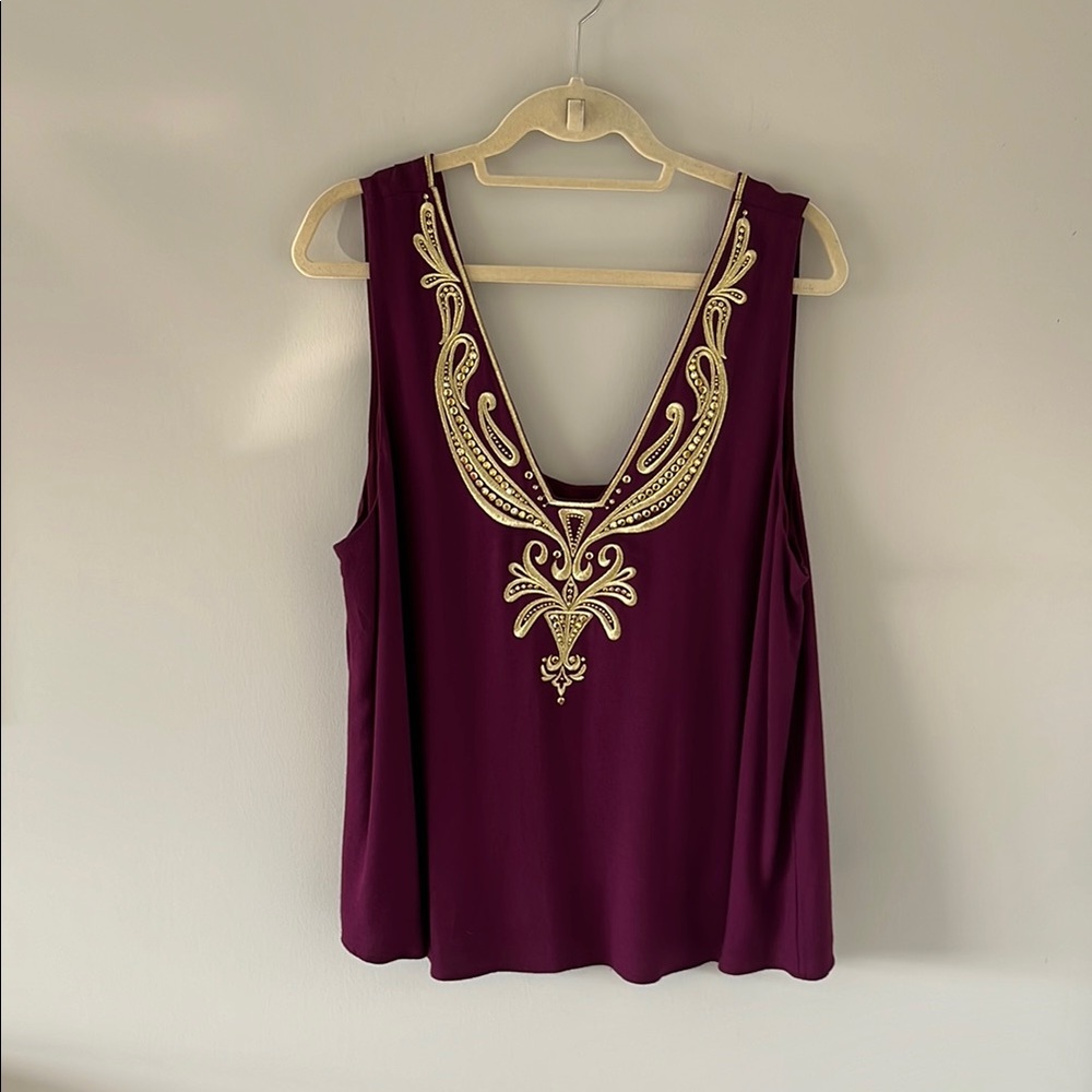 Lilly Pulitzer Embroidered Plum Sleeveless Top